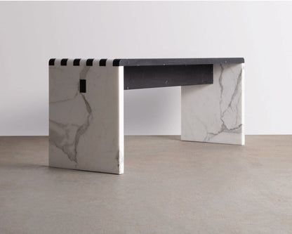 Marble Jointed Bench in Calacatta Gold & Nero Marquina Benches