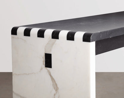 Marble Jointed Bench in Calacatta Gold & Nero Marquina Benches