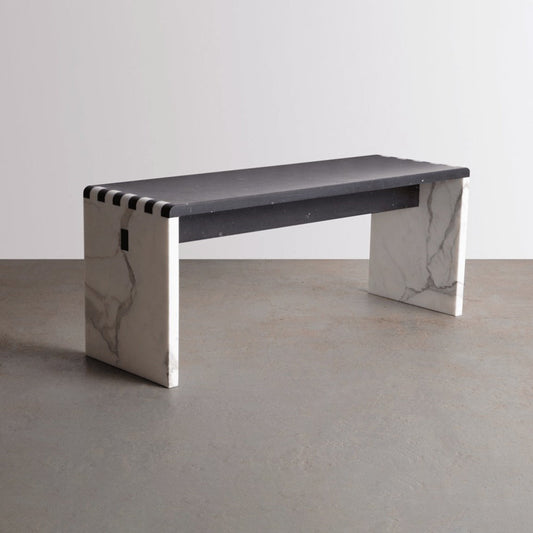 Marble Jointed Bench in Calacatta Gold & Nero Marquina Benches