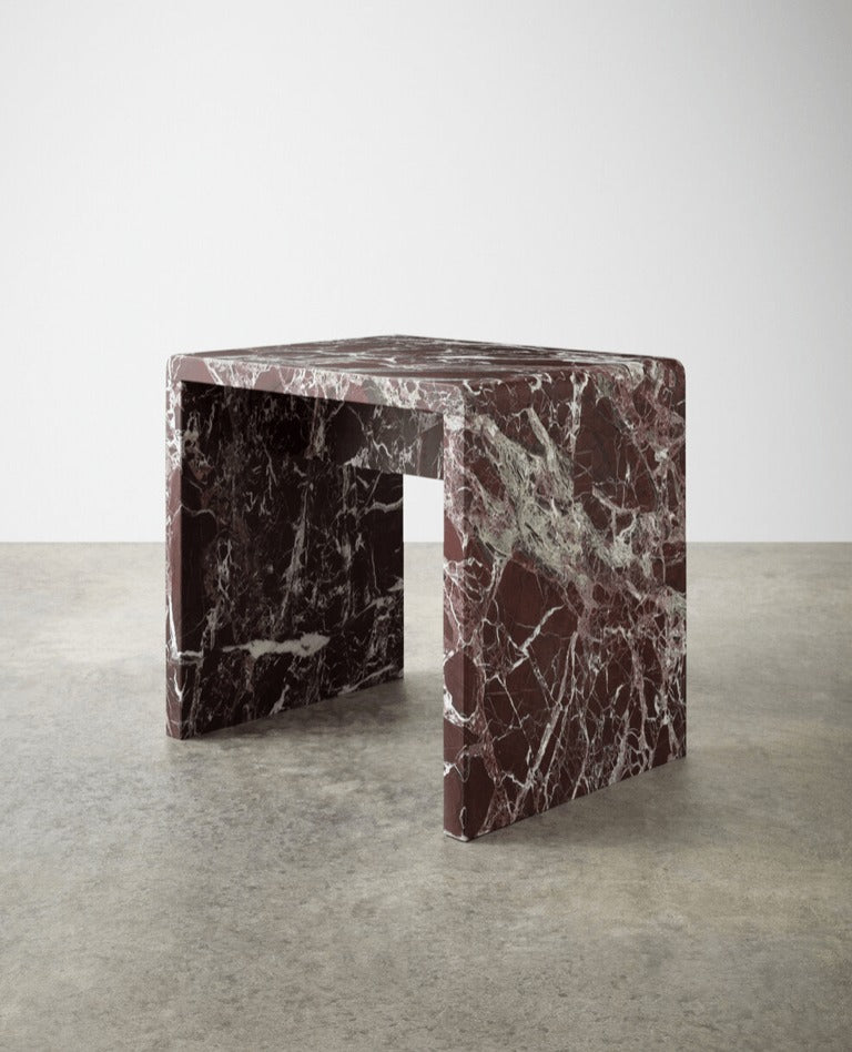 Marble Jointed Stool in Rosso Levanto Stools