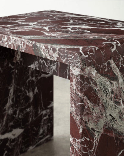 Marble Jointed Stool in Rosso Levanto Stools