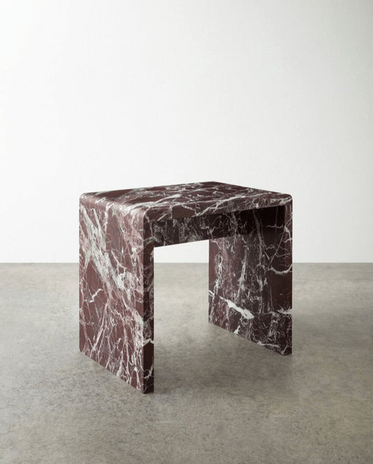 Marble Jointed Stool in Rosso Levanto Stools