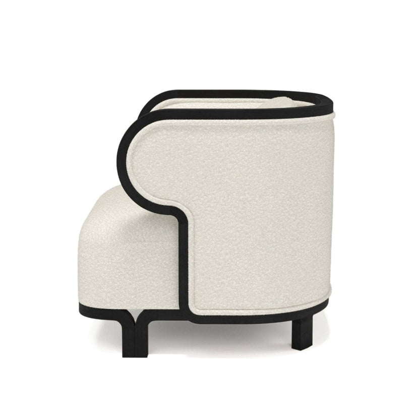 Odette Club Chair Chairs in Black Oak/White Casentino Wool