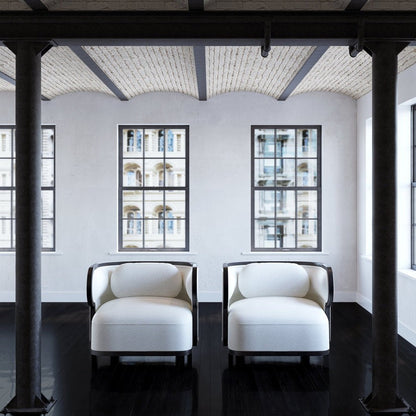 Odette Club Chair Chairs in Black Oak/White Casentino Wool