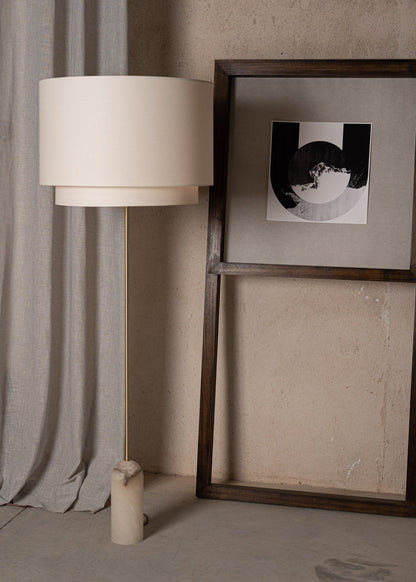 Pendolo Duoblo Floor Lamp in White Alabaster by Simone & Marcel Floor Lamps