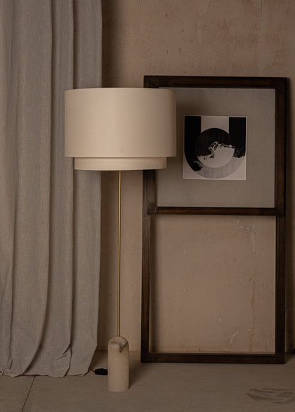Pendolo Duoblo Floor Lamp in White Alabaster by Simone & Marcel Floor Lamps