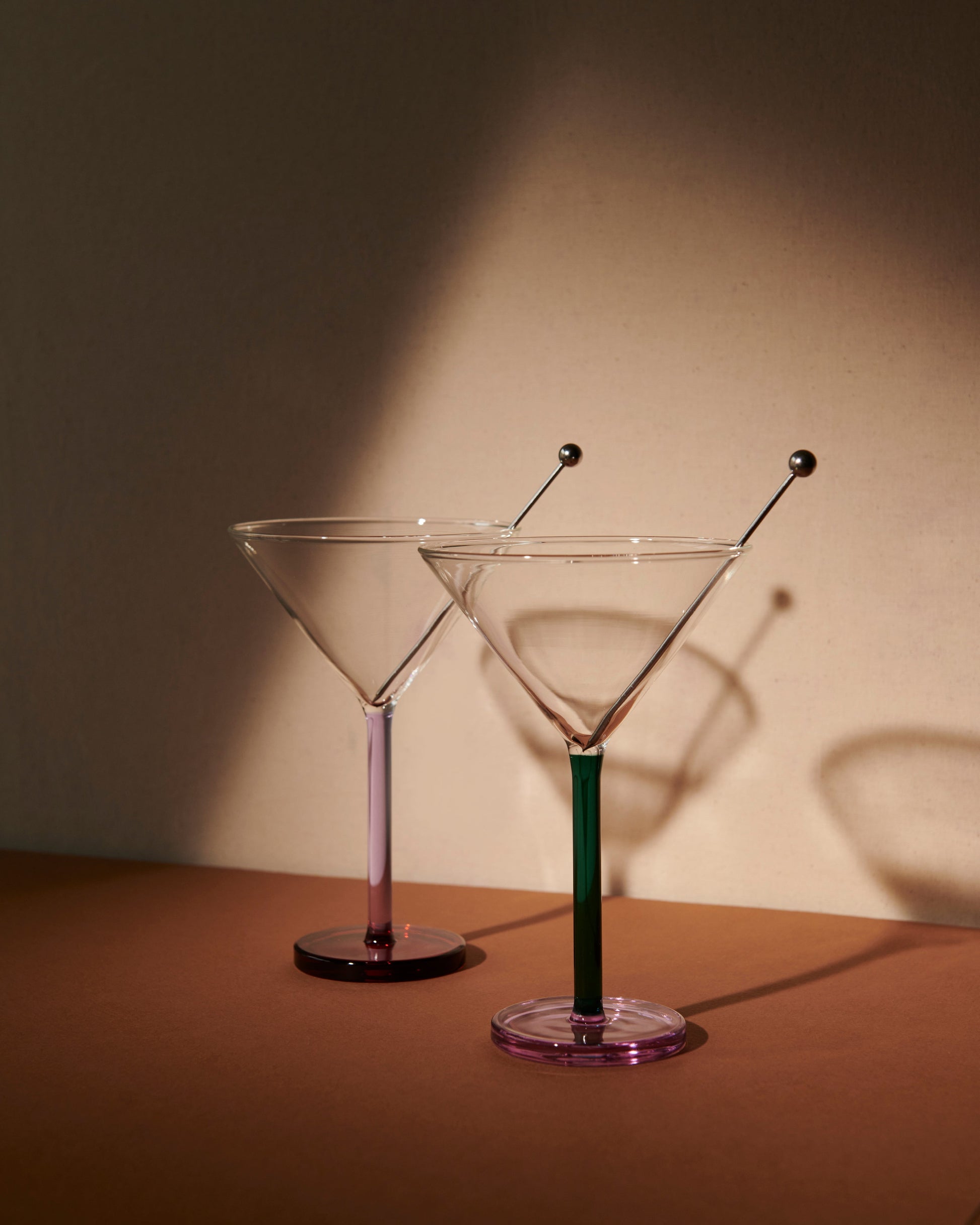 Vintage Martini Set, 4 Martini Glasses & Stainless Steel Cocktail