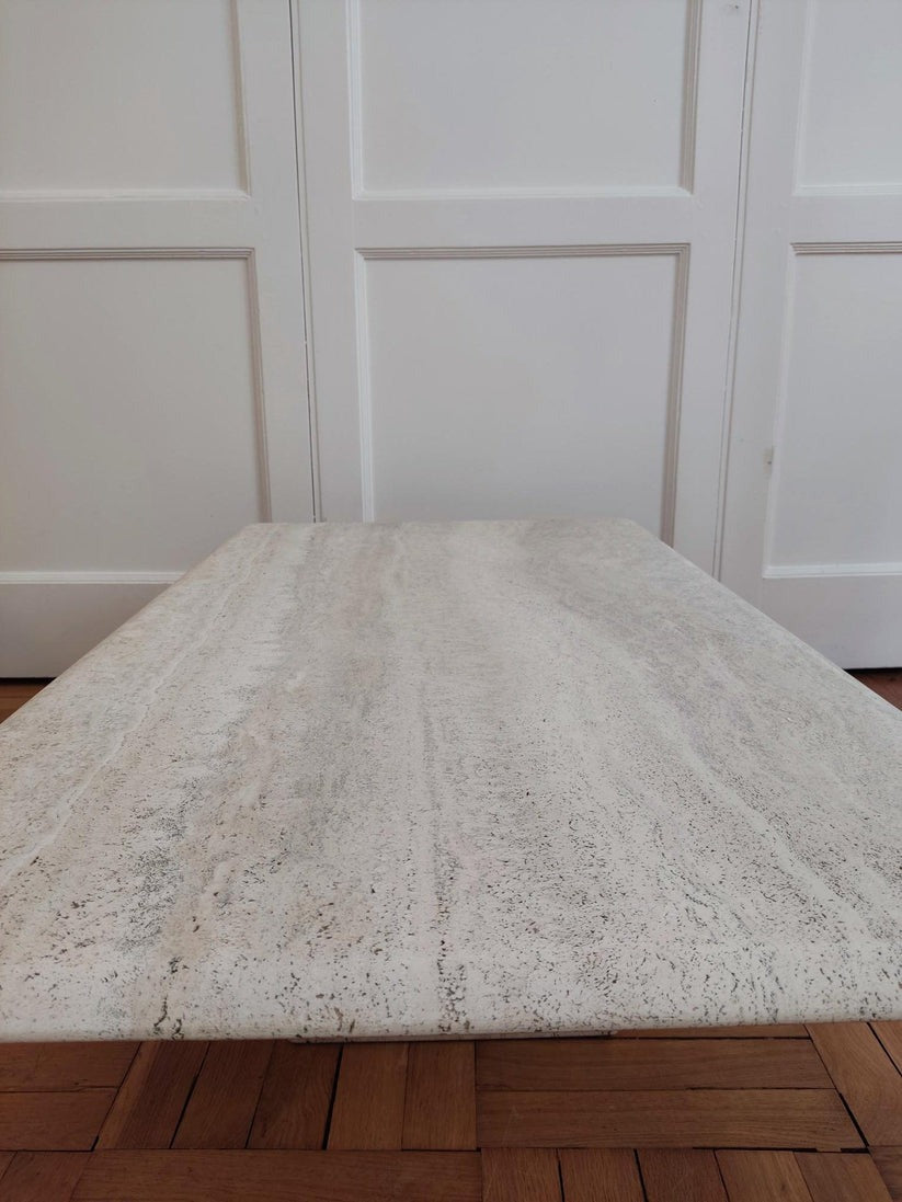 Sculptural Travertine Coffee Table by Claude Berraldacci Coffee Tables