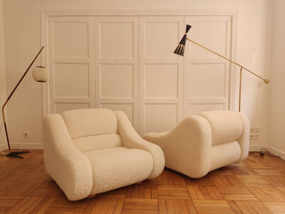 Vintage Italian Armchairs in Bouclé (Set of Two) Chairs