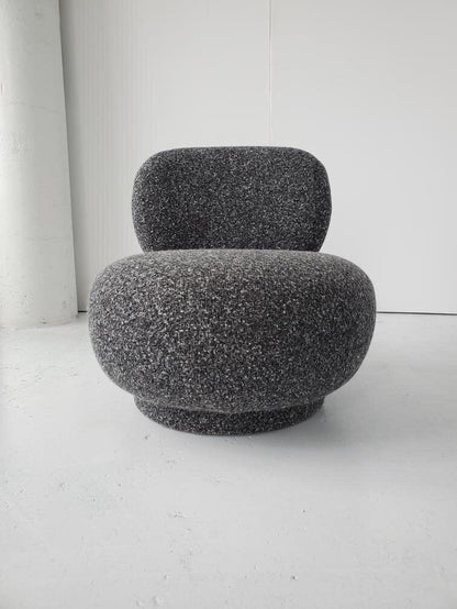 Vintage Style Poof Chair in Bouclé Chairs in Solid Dark Grey Bouclé